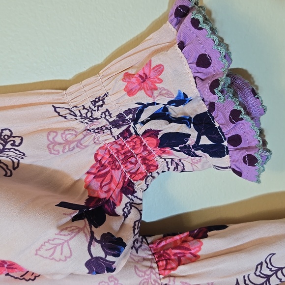 Matilda‎ Jane Girls Sz 4 Tunic Top Shirt Pink Floral Ruffle Cottagecore Belled - Picture 2 of 7